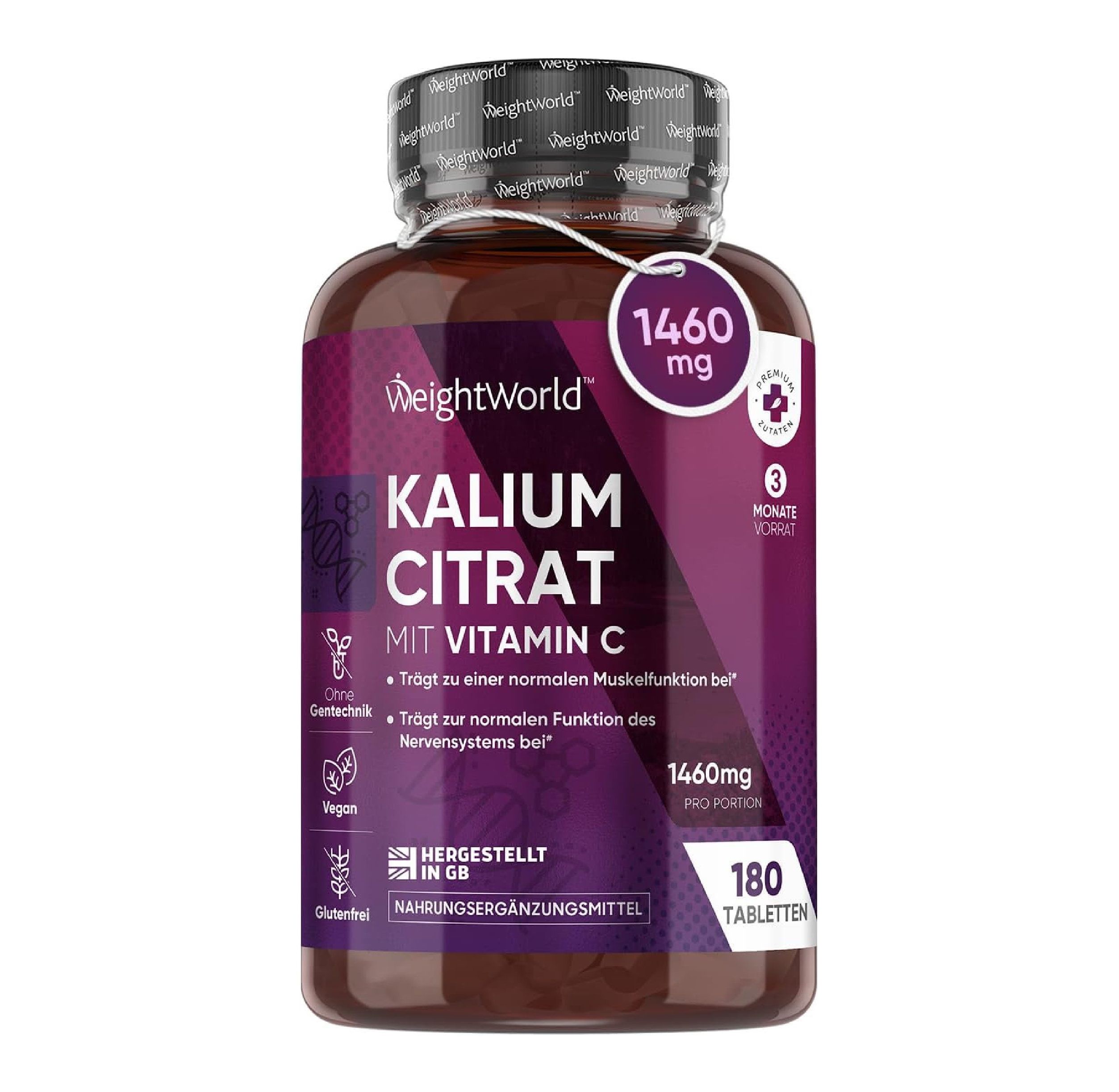 Weightworld Kalium Citrat Mit Vitamin C 180 St