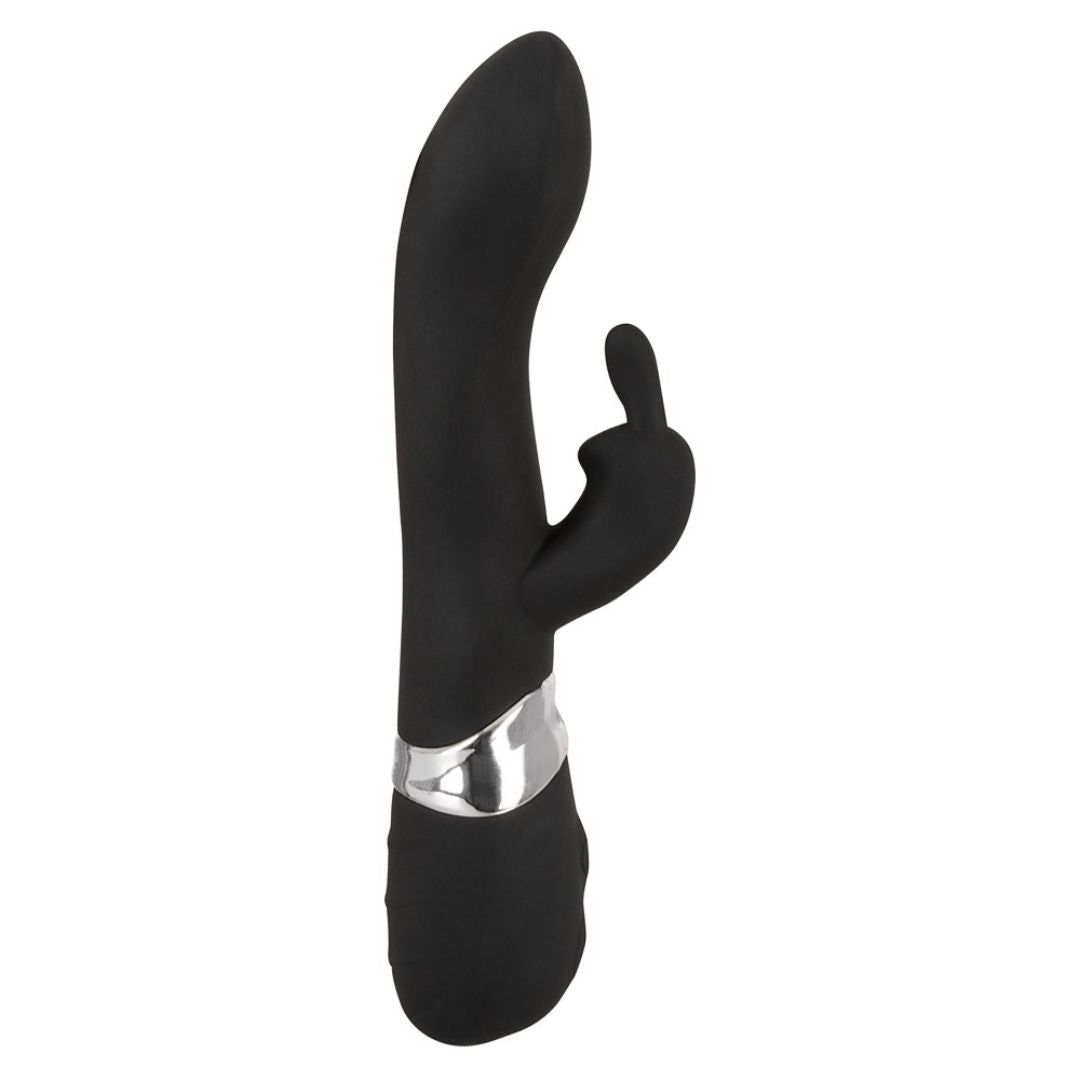 Sweet Smile - Samtiger Rabbitvibrator mit flexiblen Öhrchen Vibrator 1 St schwarz