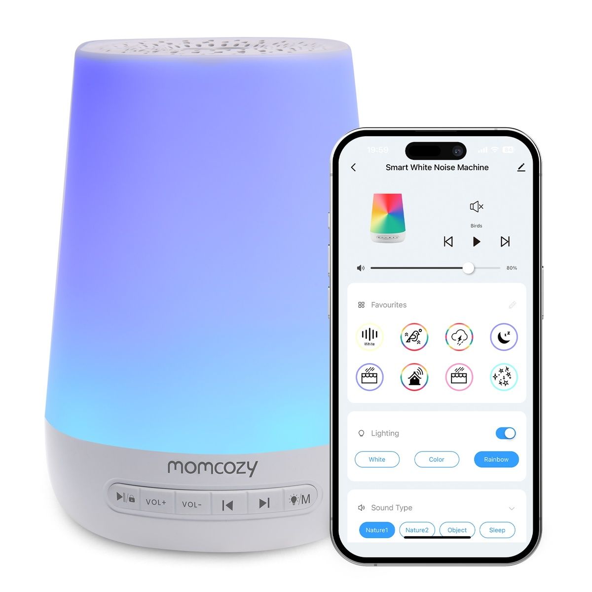 Momcozy Baby Sound White Noise Machine mit App-Fernbedienung 1 St weiss