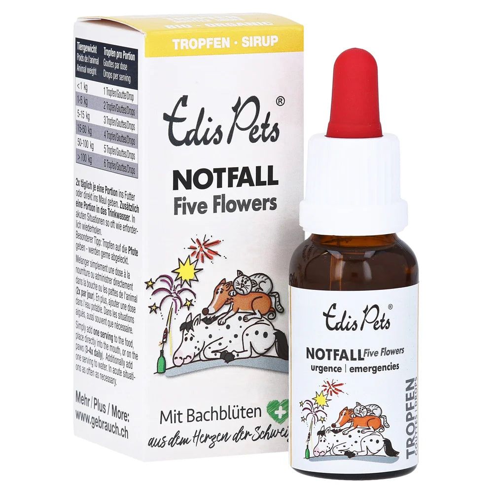Edis Pets Five Flowers Bio Bachblüten Notfall-Tropfen Für Tiere Tropfen 20 Ml