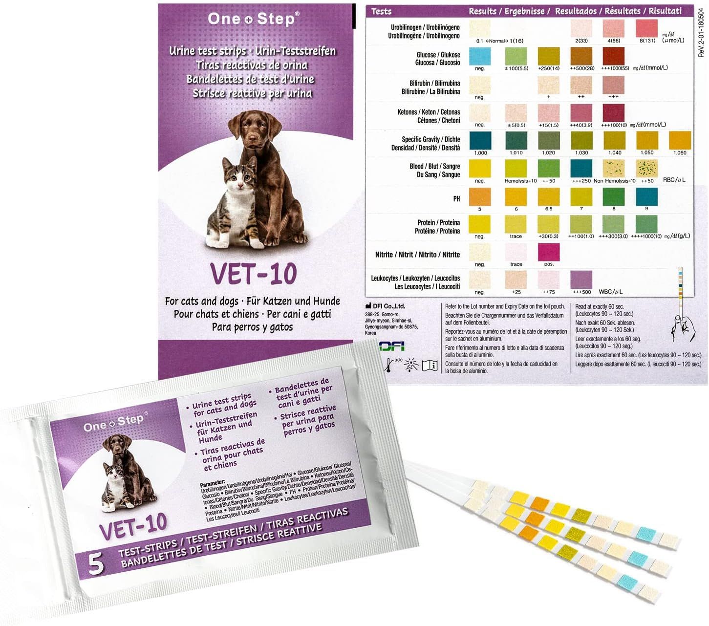 One+Step Urin Teststreifen für Hunde und Katzen - Schnelltest zur Prüfung von 10 Gesundheitswerten 15 St