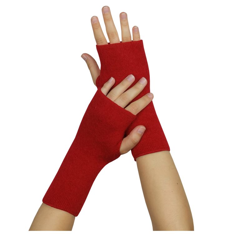 wobera Angora Stulpen mit Daumenloch 1 P rot Unisex