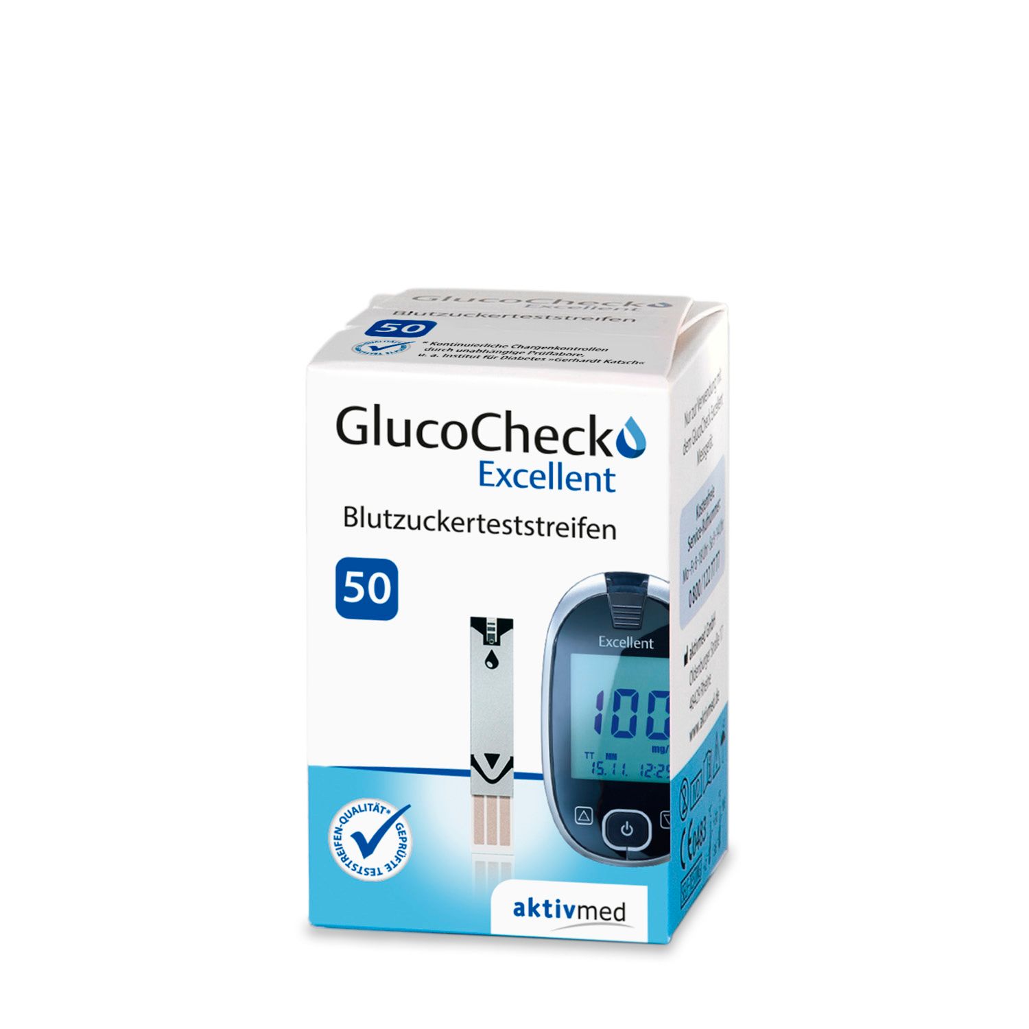 GlucoCheck Excellent Mess-Set (mmol/L) zur Blutzuckerkontrolle mit 60 Streifen