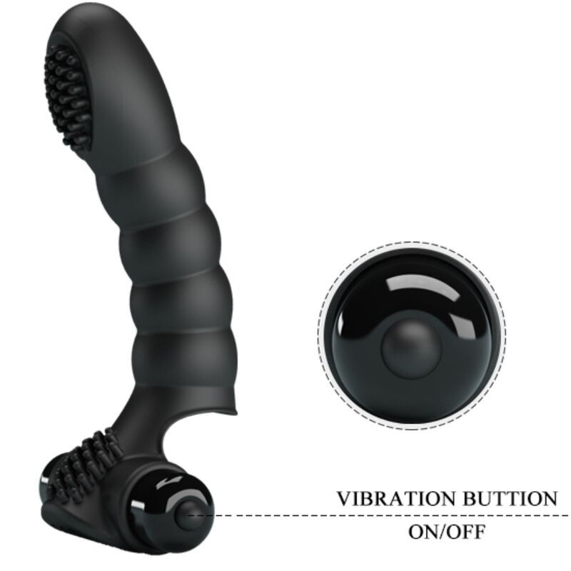 Schwarzer Pretty Love Alexander Vibrator, mit Abmessungen: 130mm Länge, 65mm Breite, 26mm Dicke.