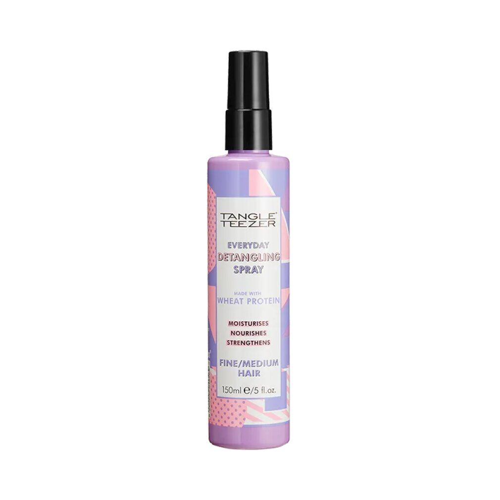 Flasche mit Sprühkopf. Aufschrift: Everyday Detangling Spray. Für feines/mittleres Haar. Mit Weizenprotein.