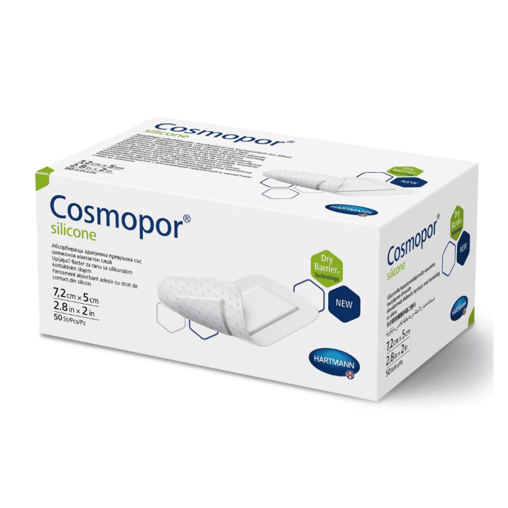 Hartmann Cosmopor Silikon Wundverband, 7,2x5 cm, 50 Stück.