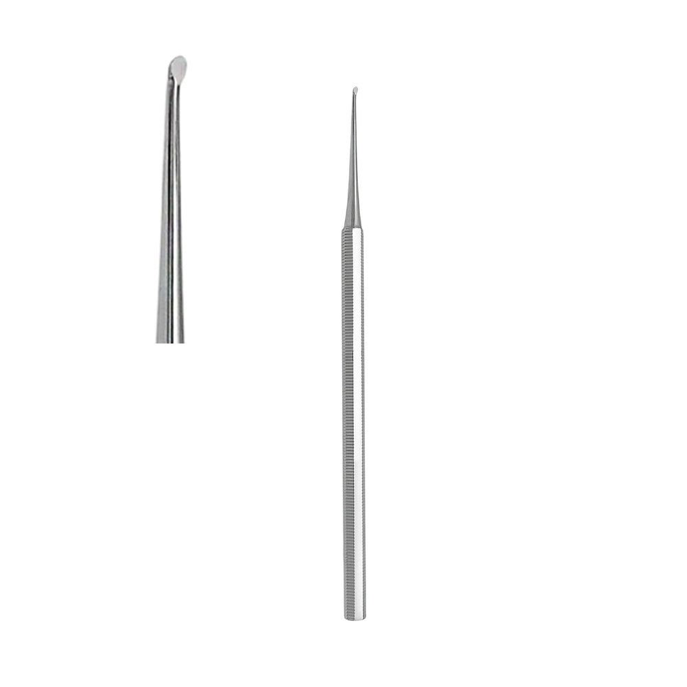 Zwei chirurgische Instrumente aus Metall mit Griffen und unterschiedlichen Spitzen.