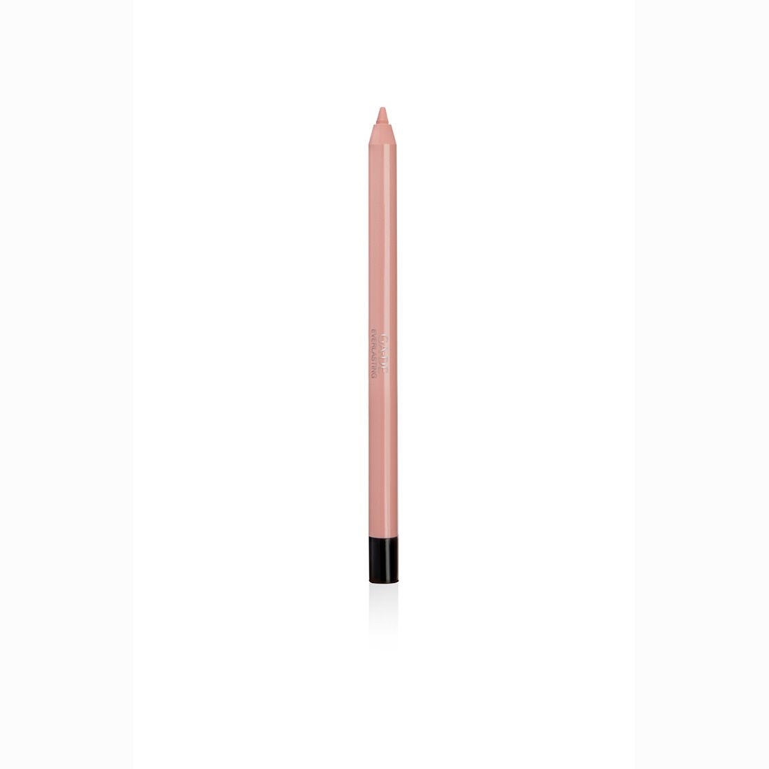 Rosafarbener Lipliner-Stift mit schwarzem Ende. Auf dem Stift ist ein Schriftzug zu sehen.