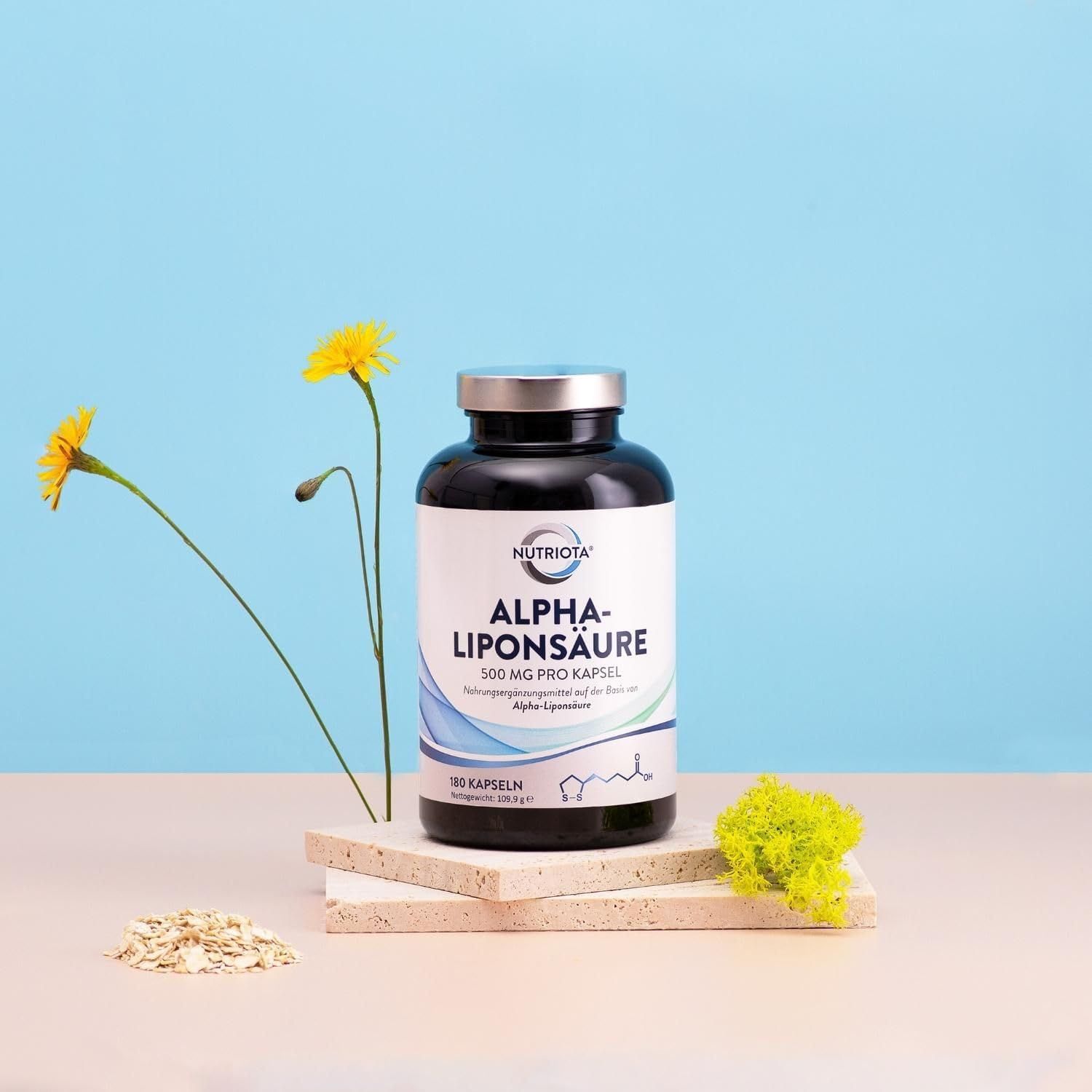Nutriota Alpha-Liponsäure Kapseln, 500mg pro Kapsel, 180 Kapseln.