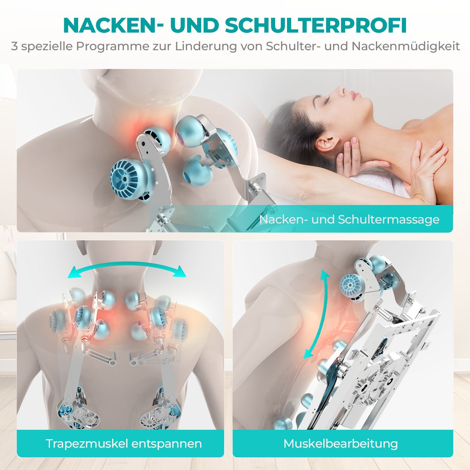 Naipo Massagesessel, Tai Chi MassagestuhGrau