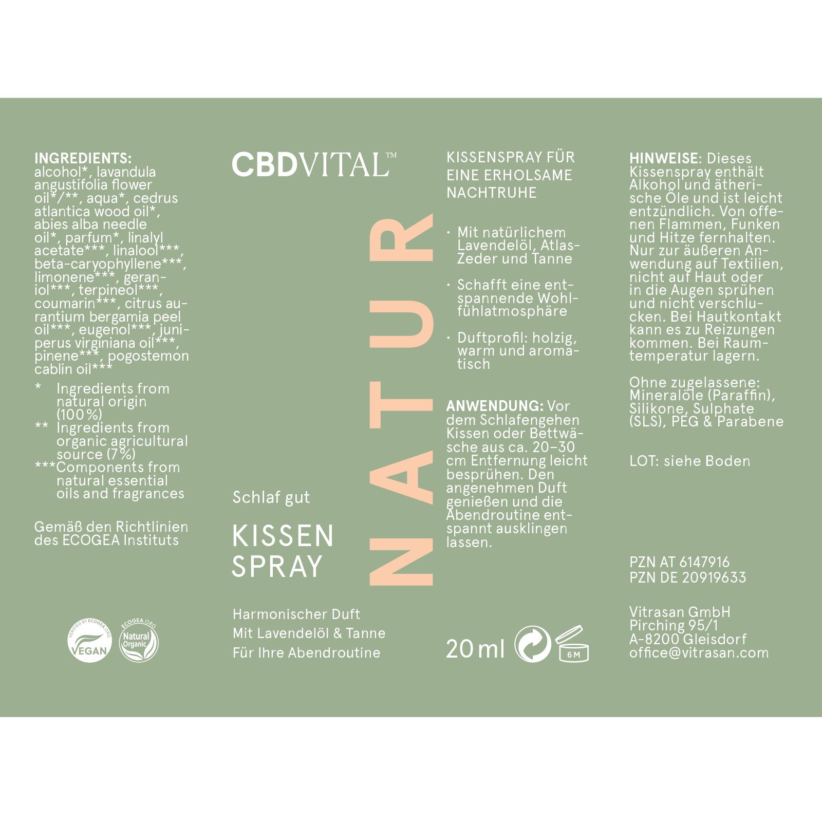 CBD VITAL Kissenspray Schlaf gut für besseren Schlaf
