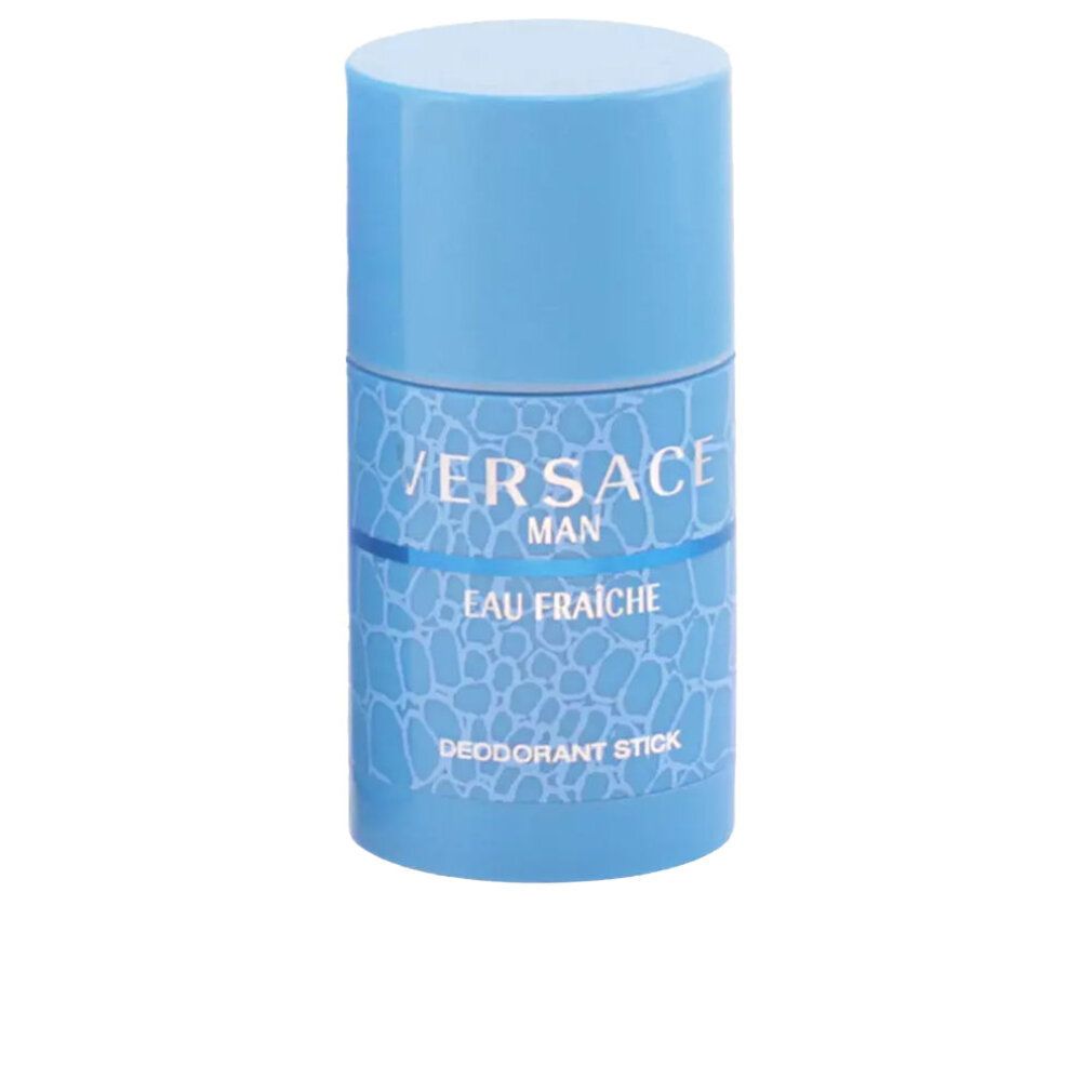 Hellblauer Deodorant-Stick. Aufschrift: VERSACE MAN Eau Fraiche, Deodorant Stick.