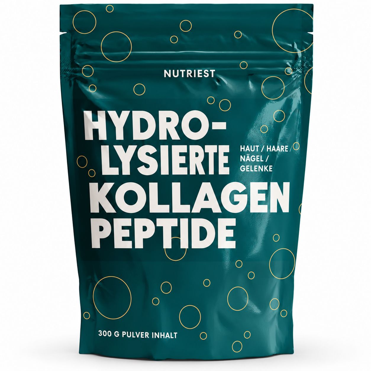 Nutriest Hydrolysierte Kollagenpeptide Pulverbeutel. 300g Inhalt. Für Haut, Haare, Nägel, Gelenke.