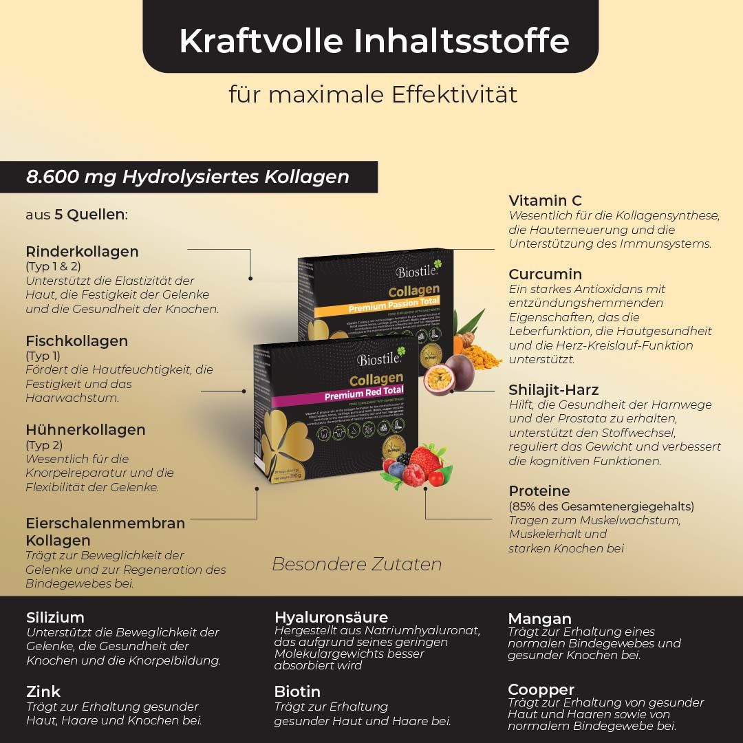 Biostile Collagen Komplett Packung und andere Kollagen-Packung.