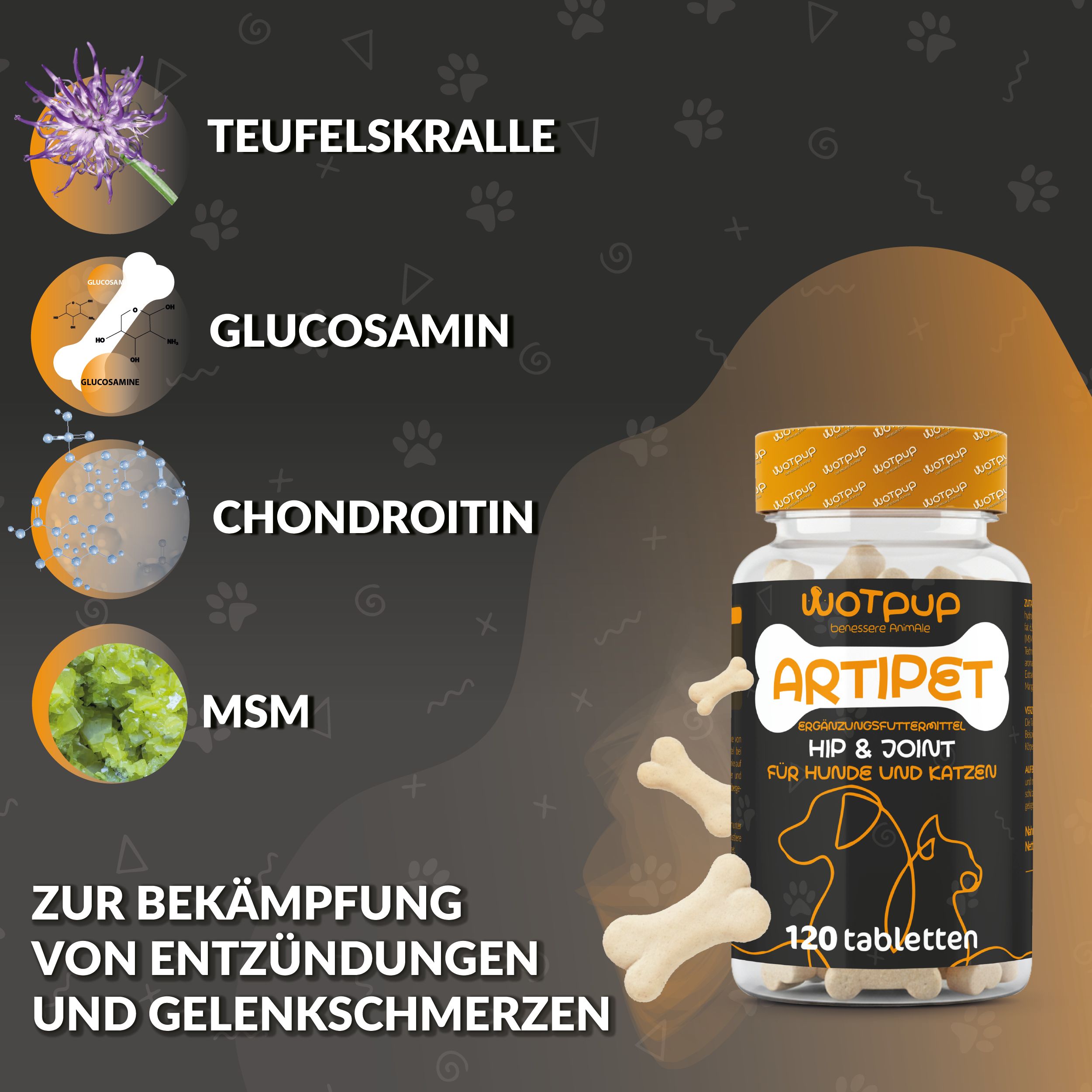 LA.GA© Artipet Gelenk-Komplex | Glucosamin, Chondroitin & MSM | Hund & Katze | Made in Italy
