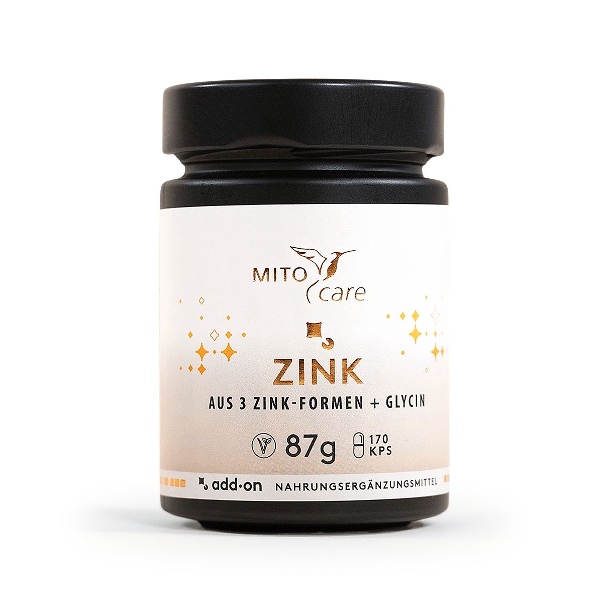 MITOcare Zink Kapseldose mit 87g Inhalt und 170 Kapseln.