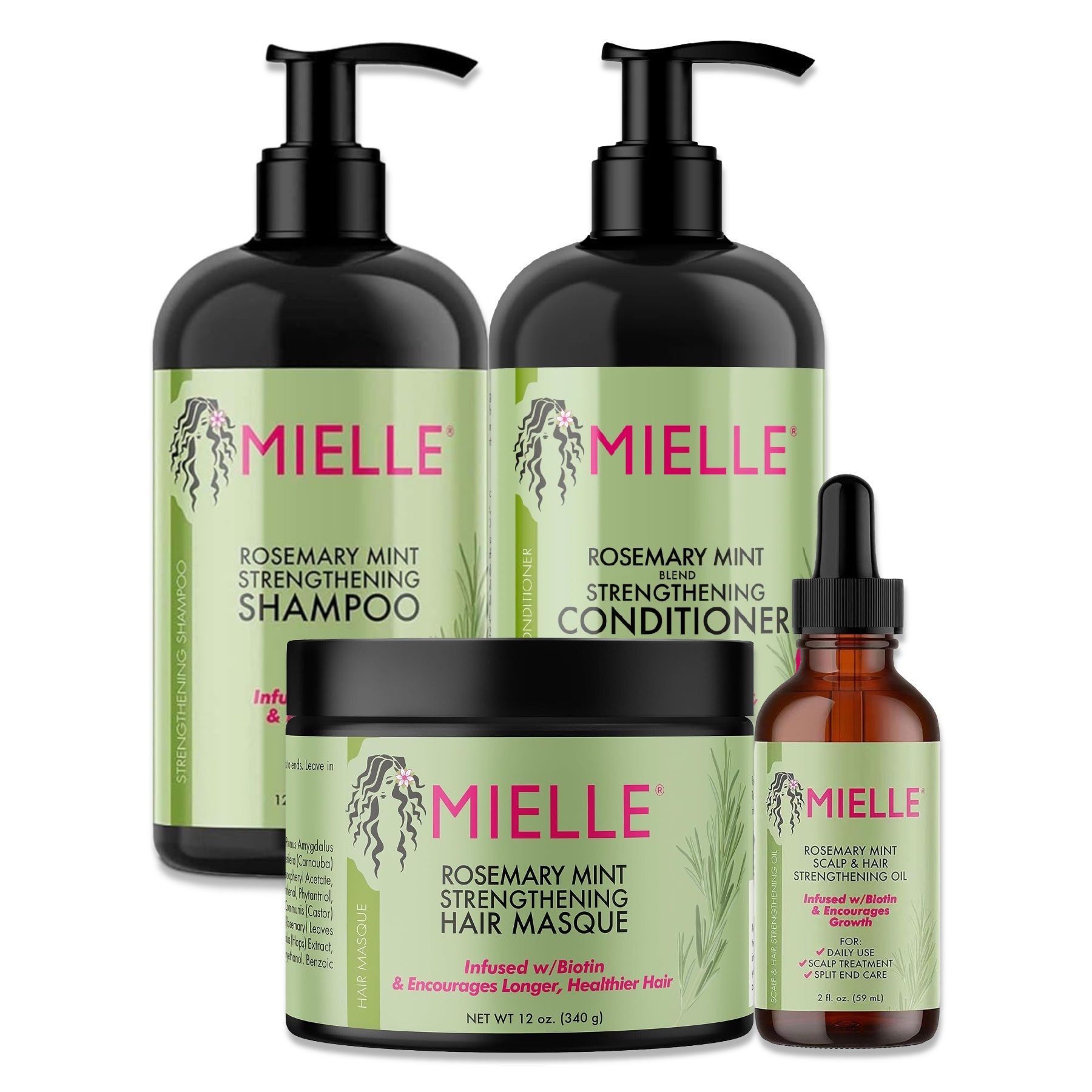 Mielle Organics Rosmarinöl Haarpflege-Set Shampoo Conditioner Haarmaske Haaröl
