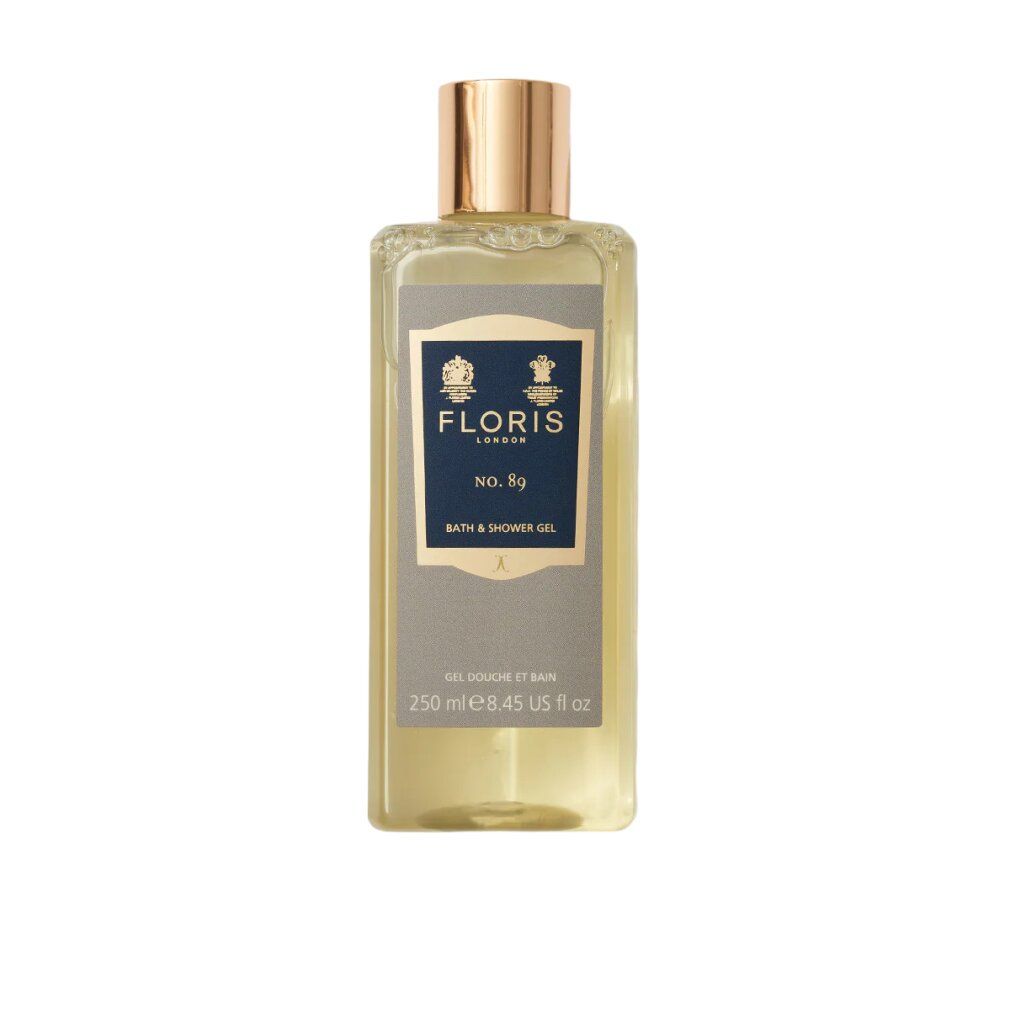 Floris No. 89 Bad- & Duschgel in klarer Flasche mit goldfarbenem Verschluss. Enthält 250 ml.