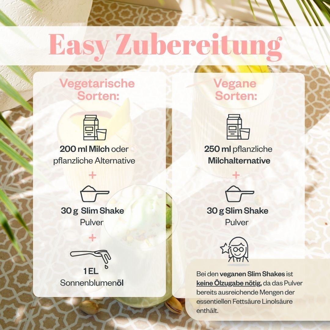 Zubereitung von vegetarischen und veganen Slim Shakes mit Milchalternativen und Sonnenblumenöl.