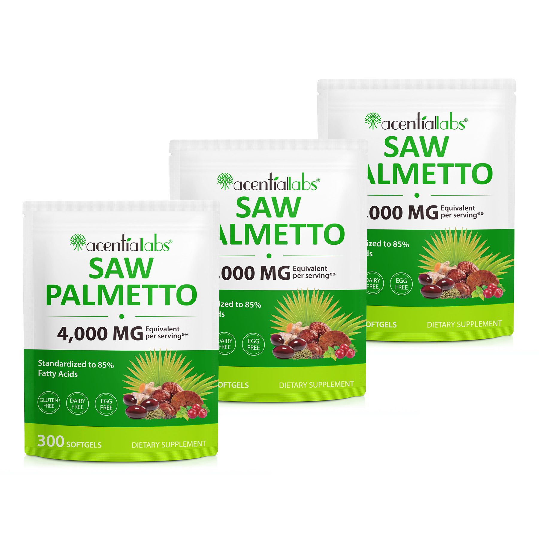 Acentiallabs Saw Palmetto Extrakt Sägepalmenextrakt Kürbiskernöl Hochdosiert Softgels