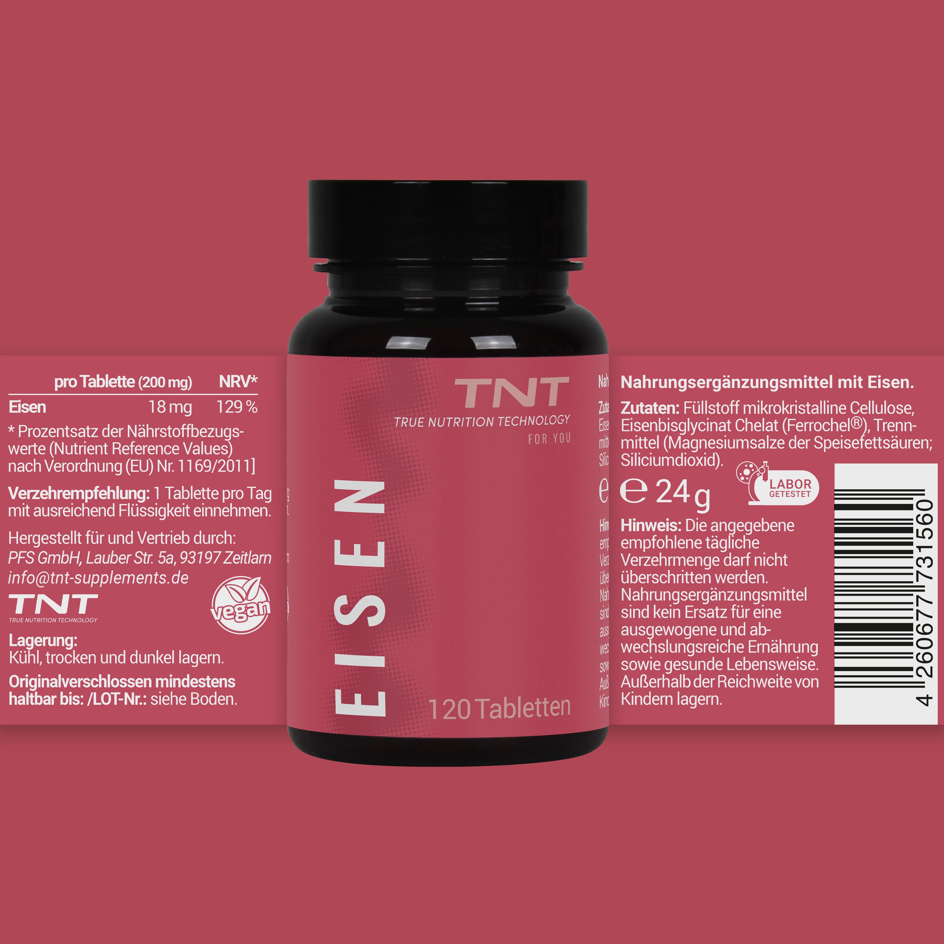 TNT Eisen - mit 18mg Eisen pro Tablette