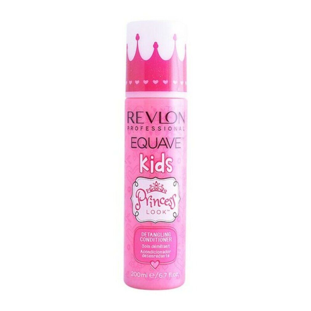 Rosa Flasche mit weißem Deckel. Aufschrift: Revlon Equave Kids Princess Look Conditioner. 200ml.