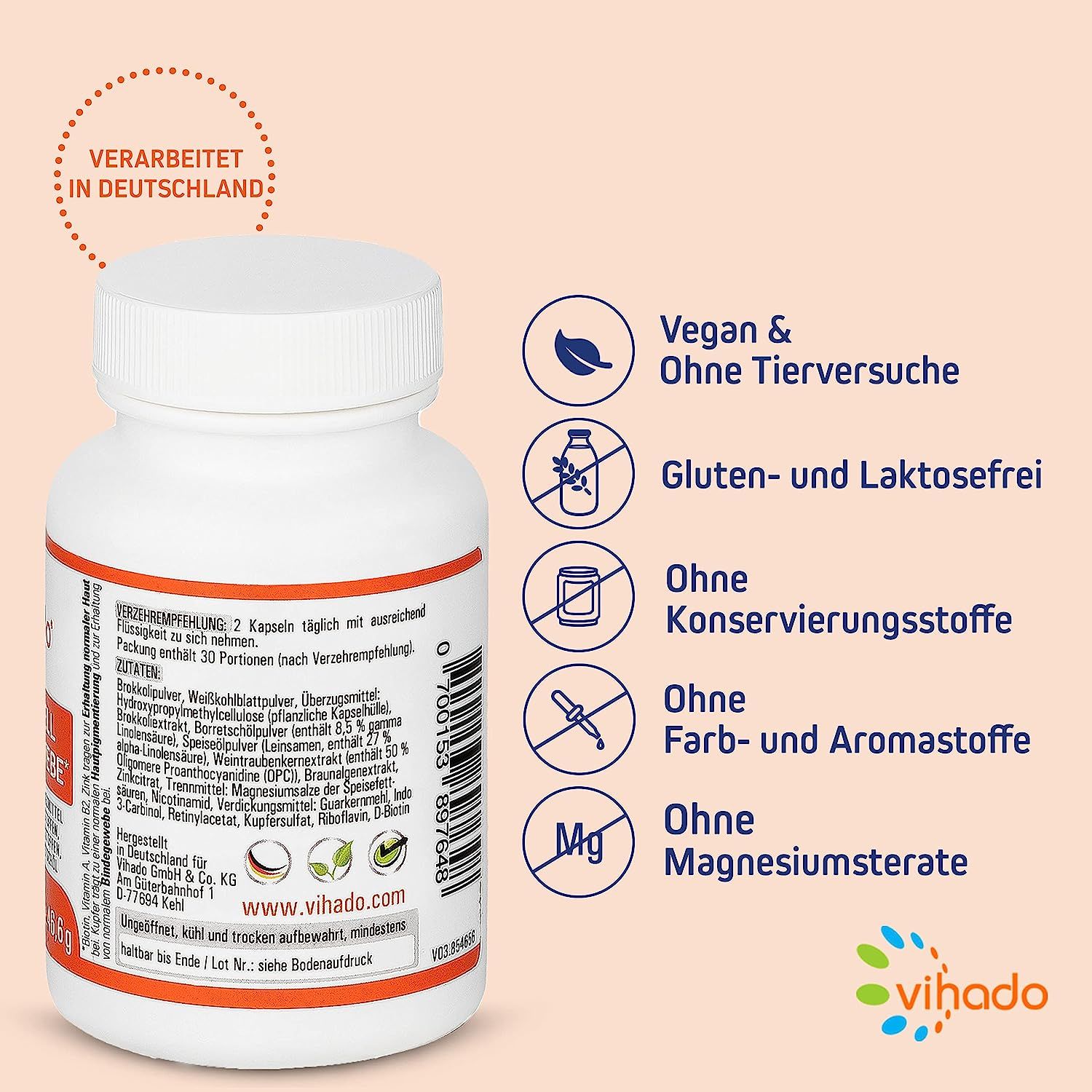 Vihado Cellucell Bindegewebe Tabletten - Cellulite Orangenhaut