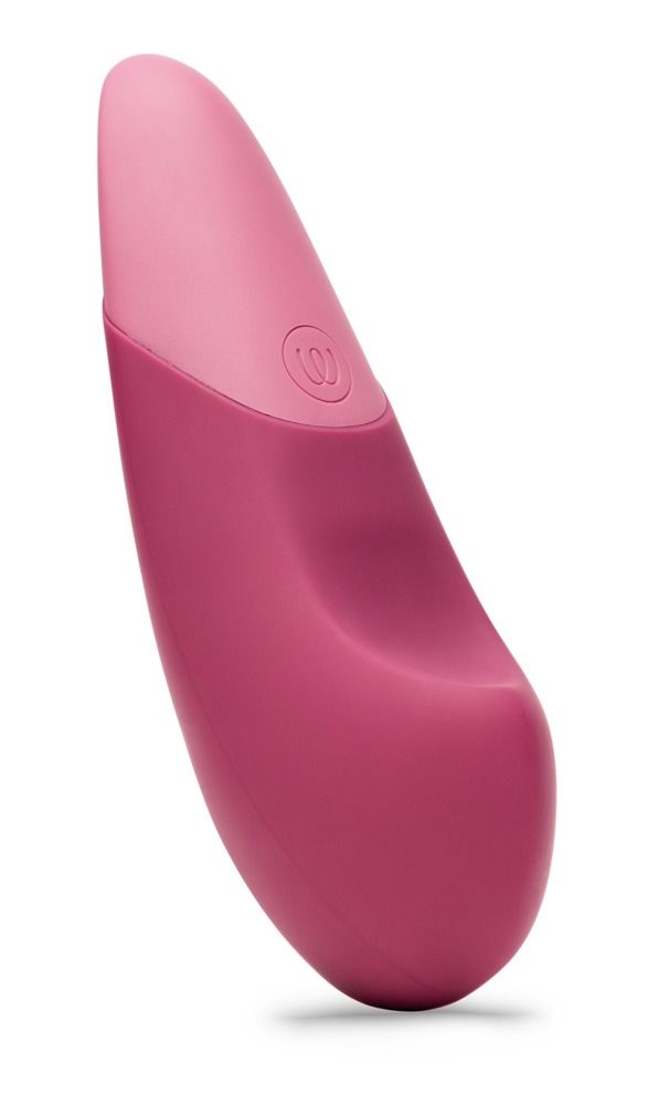 Rosa Vibrator. Ergonomische Form, zweifarbig. Oberteil hellrosa, Unterteil dunkelrosa. Abgerundete Form.