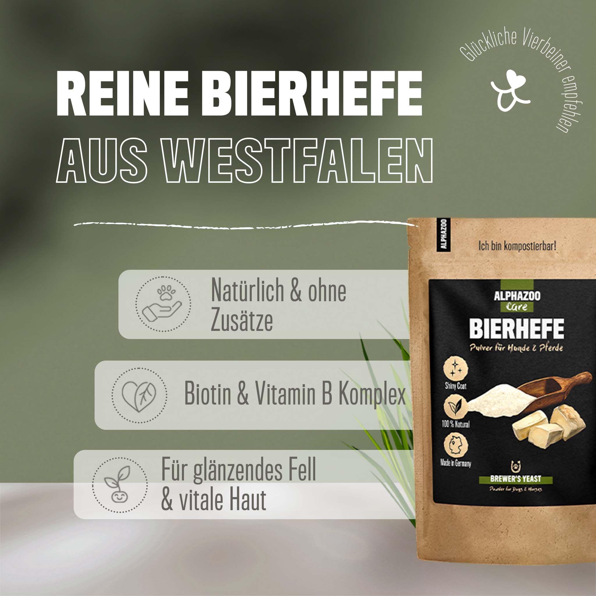 ALPHAZOO Bierhefe Pulver für Hunde und Katzen