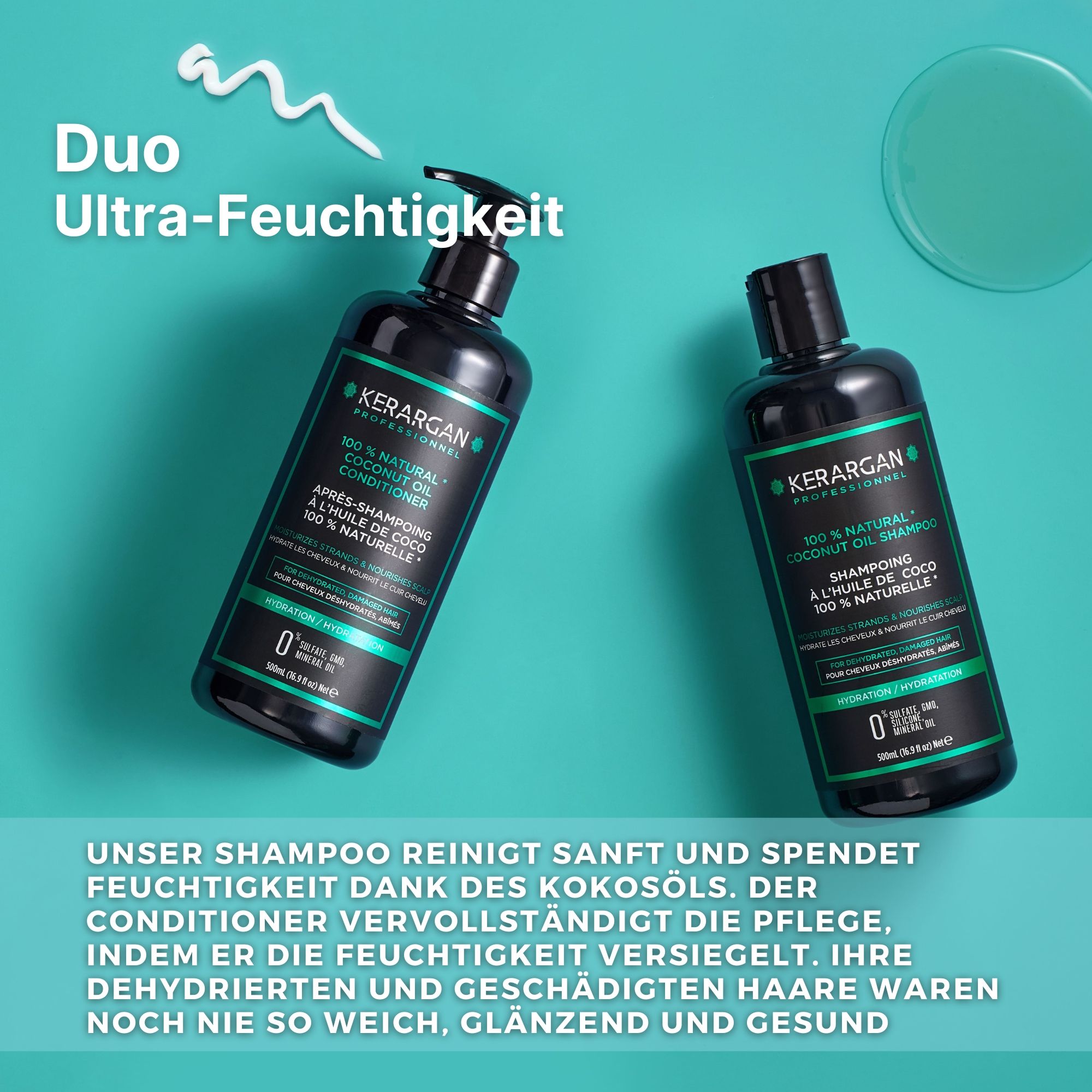 Kerargan - Feuchtigkeitsspendendes Duo Shampoo & Spülung mit Kokosöl