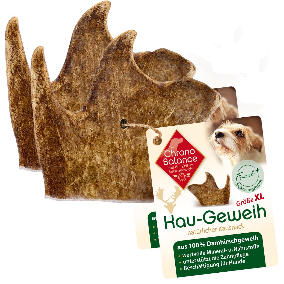 ChronoBalance natürliches Damhirsch Kaugeweih für Hunde 2xXL