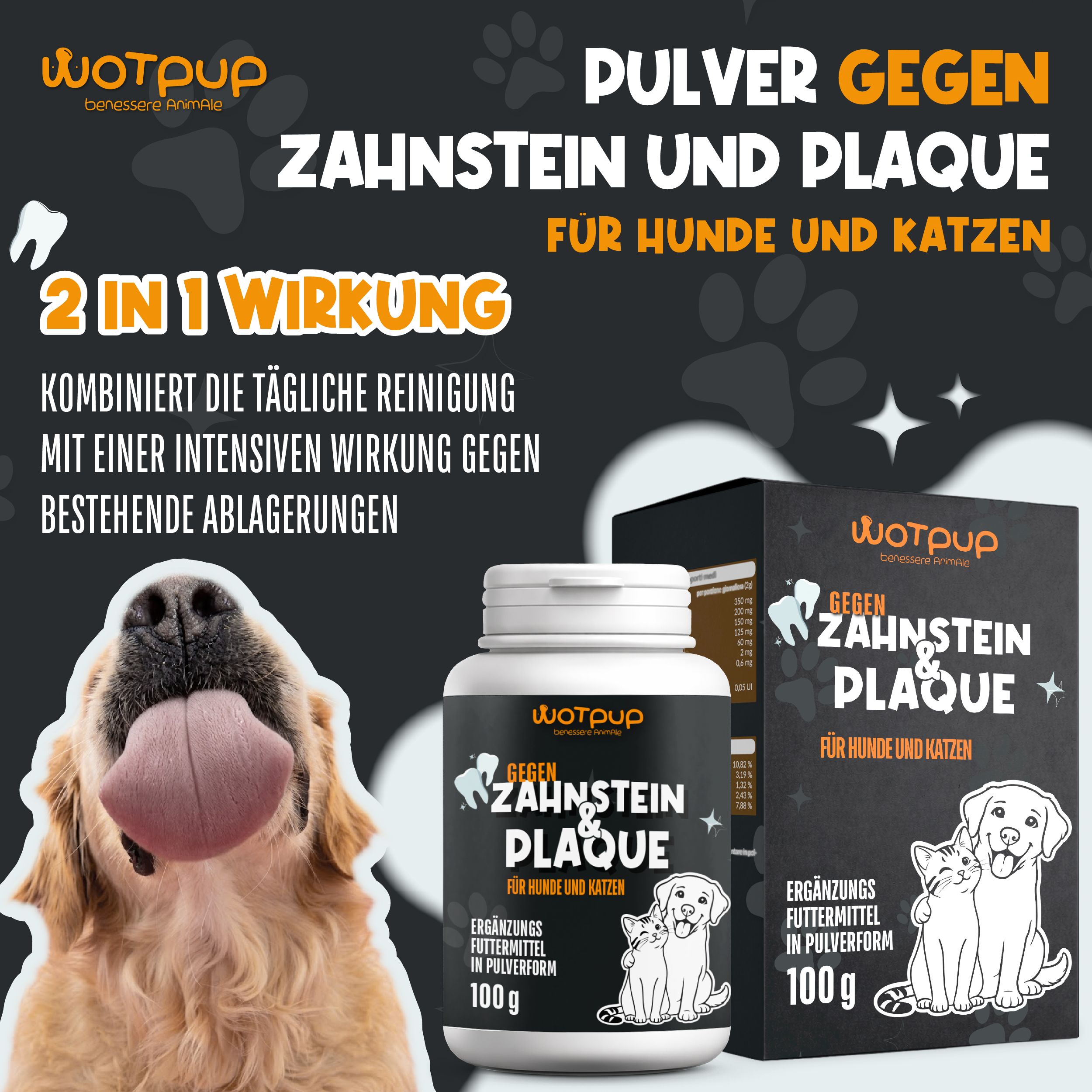 LAGA PHARMA Dental Bright Zahnpflege Hund & Katze Zahnsteinentferner Pulver mit Minze, Salbei, Inuli