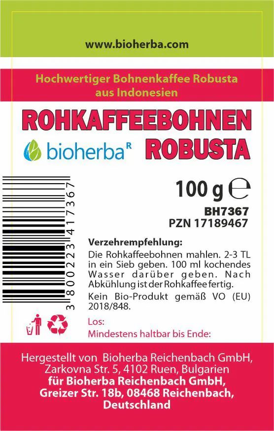 Bioherba Rohkaffeebohnen Robusta