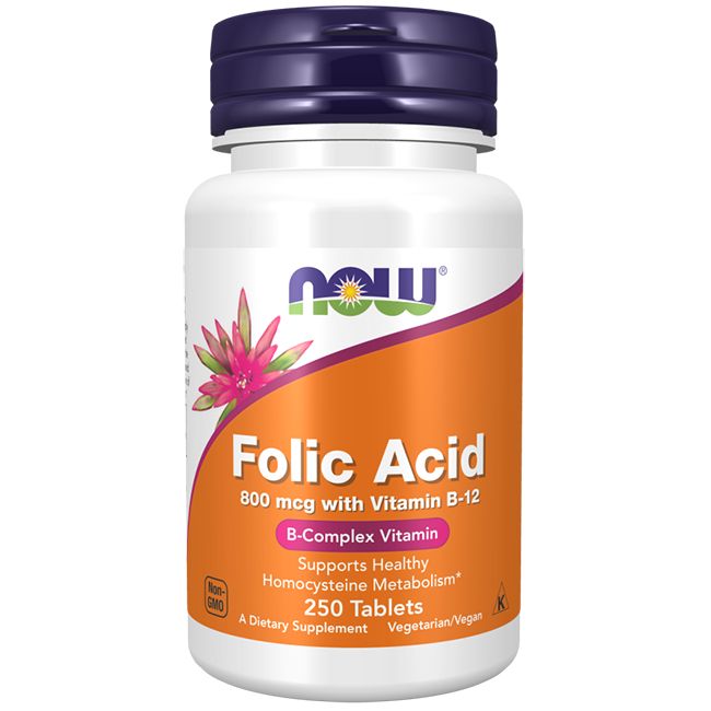 Now Foods Folsäure 800 mcg mit Vitamin B-12 250 Tabletten