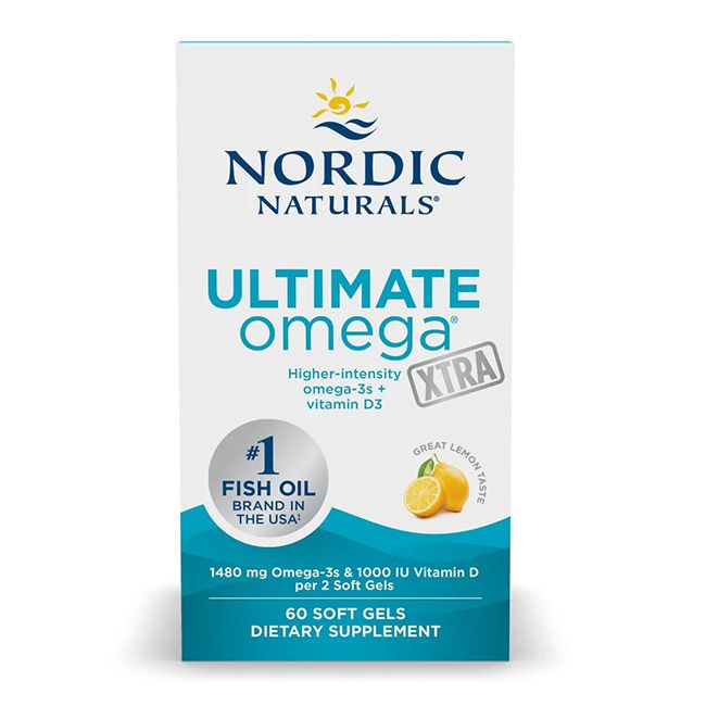 Nordic Naturals Ultimate Omega-3 Xtra: 60 Weichkapseln mit 1480 mg Omega-3 und 1000 IE Vitamin D3.