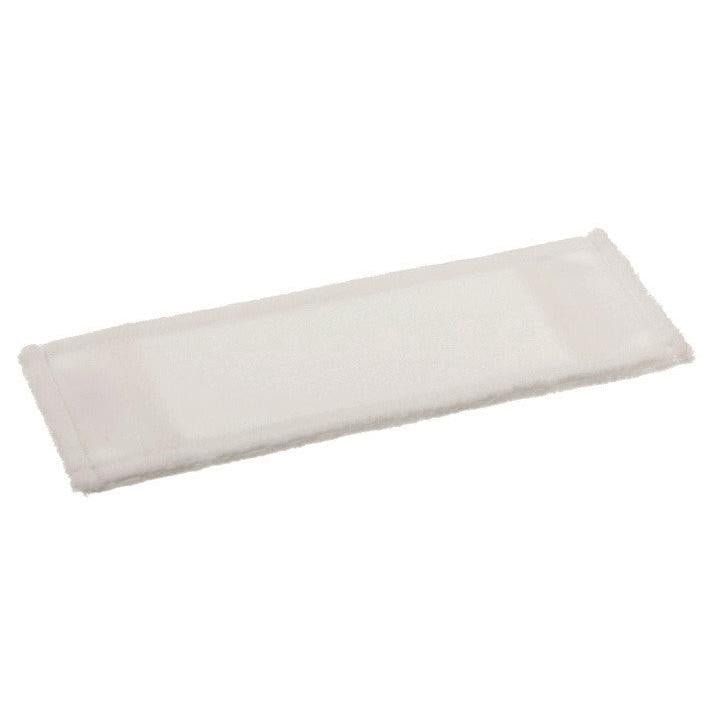 Weißer Mikrofasermopp-Aufsatz mit flauschigen Rändern.