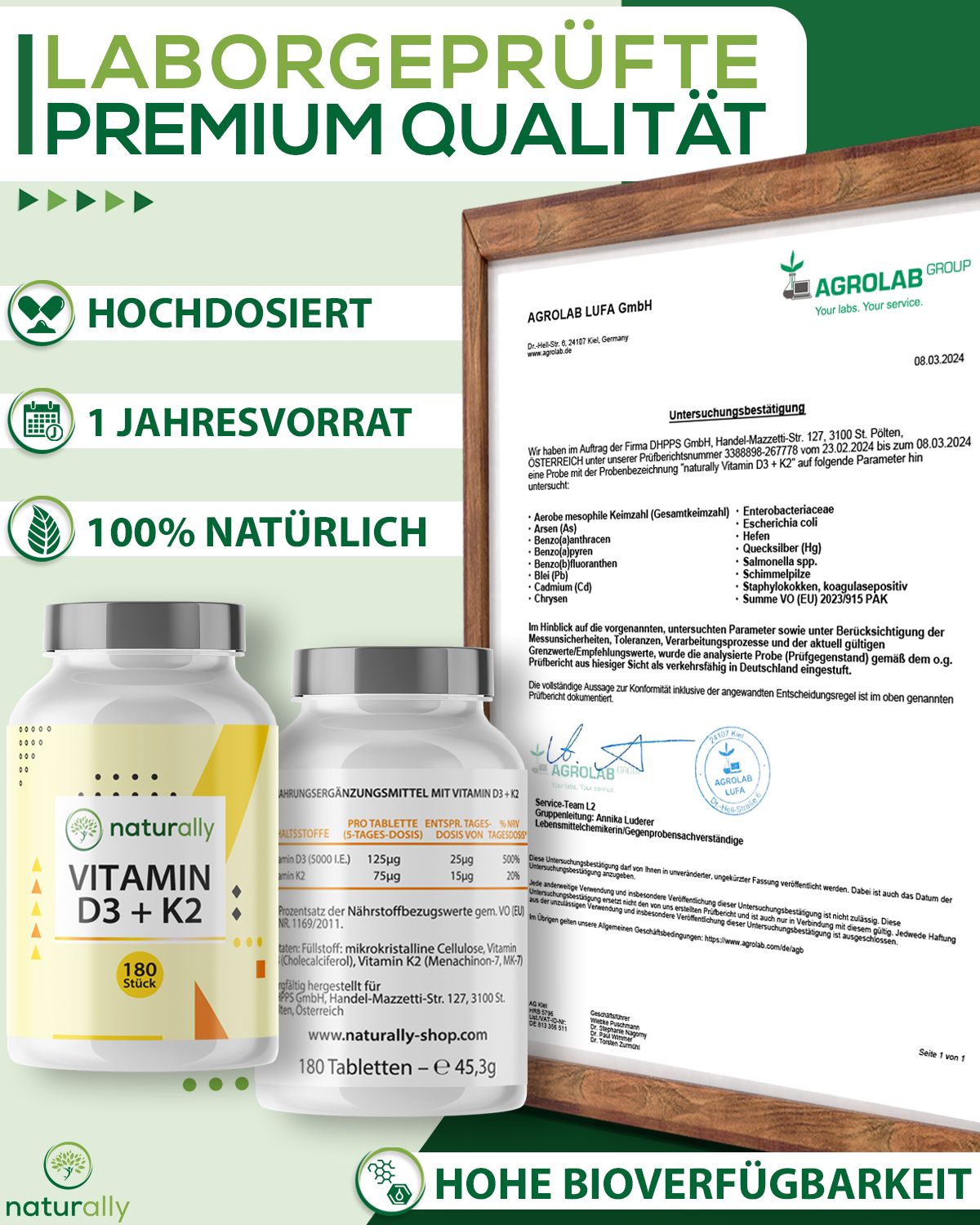 naturally Vitamin D3 + K2 | 5000 I.E. Vitamin D
