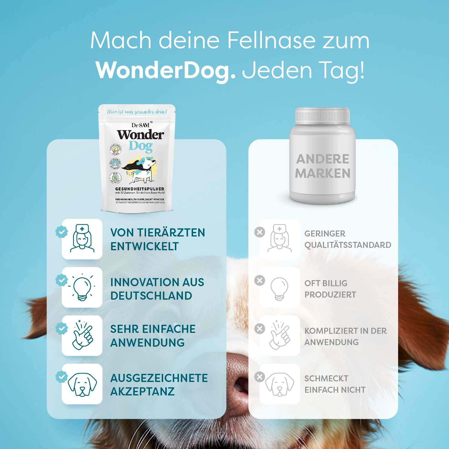 Dr. SAM WonderDog - hochdosiertes Gesundheitspulver für Hunde