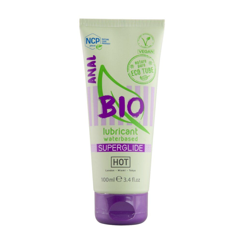 Grüne Tube mit lila Verschluss, BIO Anal Gleitmittel, 100ml.