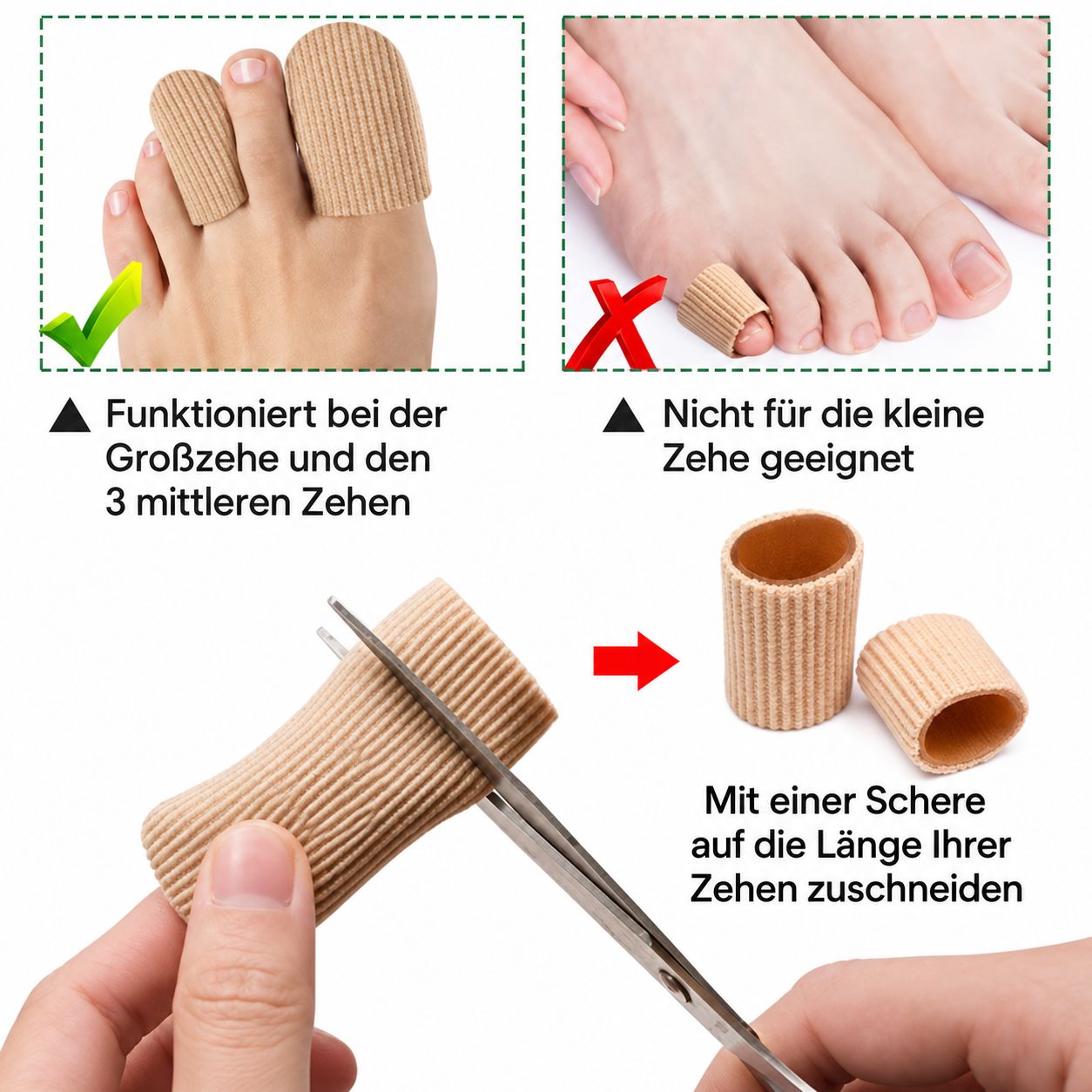 Anleitung zum Zuschneiden von Zehenschützern aus Stoff.