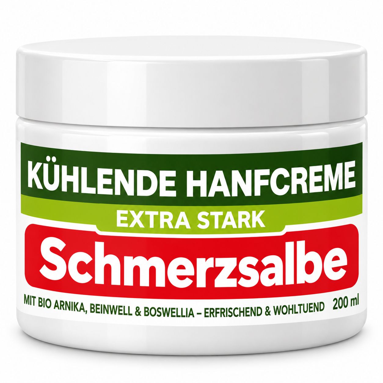 Kühlende Hanfcreme Extra Stark Schmerzalbe mit Bio Arnika, Beinwell & Boswellia - Erfrischend & Wohltuend 200 ml.