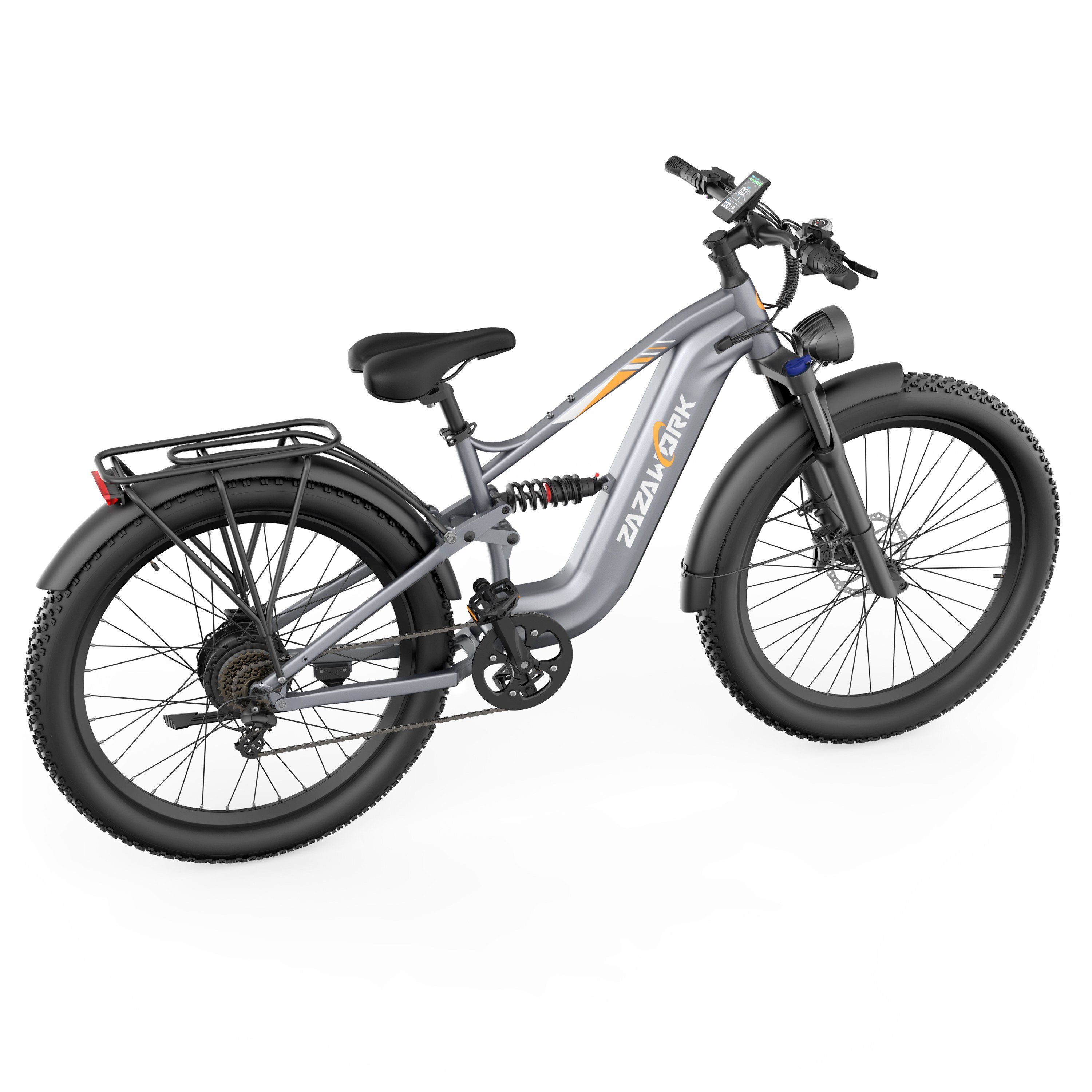 ZAZAWORK CF500 Elektrisches Mountainbike, 48V 20Ah Akku, 90 km Reichweite