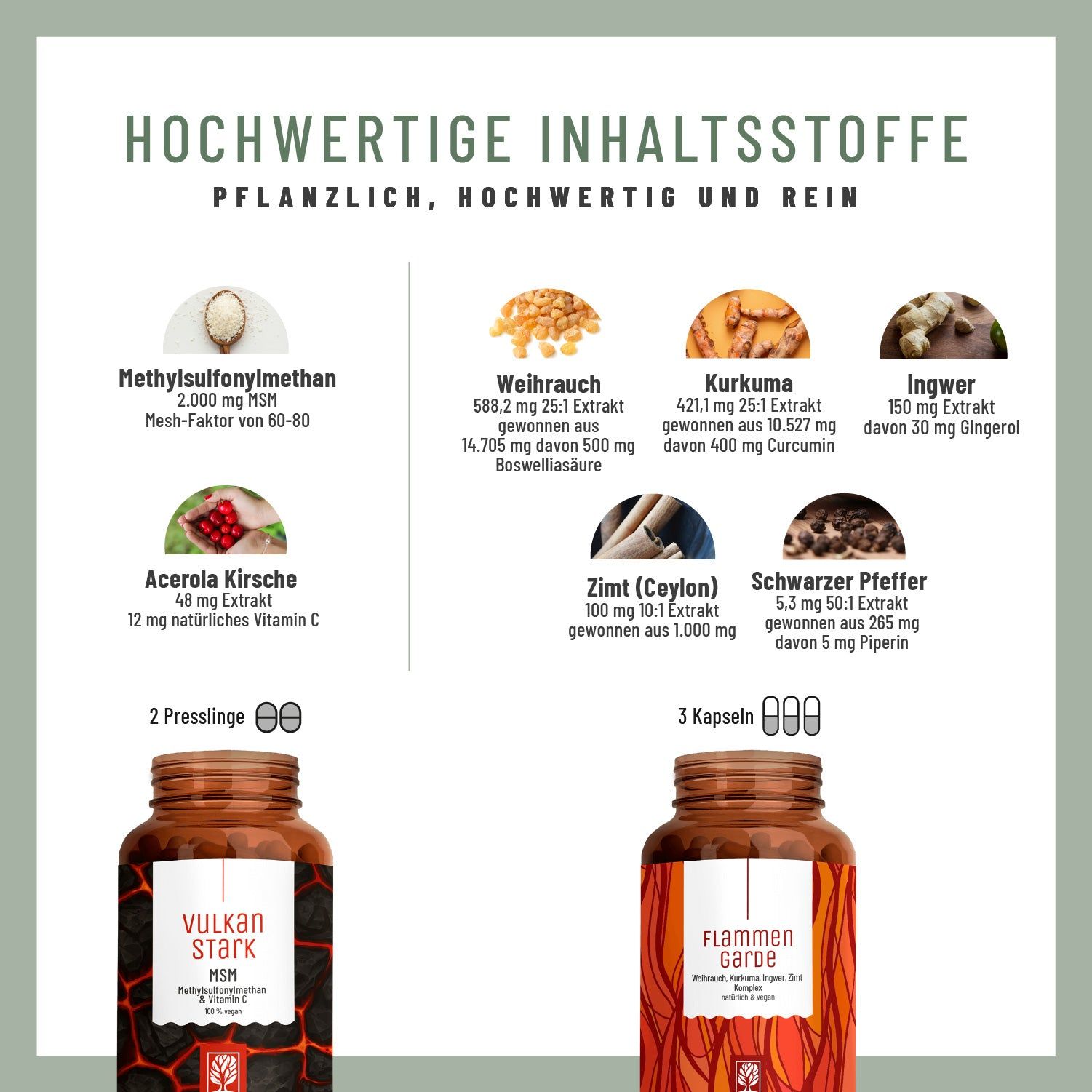 MSM, Kurkuma & Weihrauch Vorteilspaket: VULKANSTARK, FLAMMENGARDE - NATURTREU®
