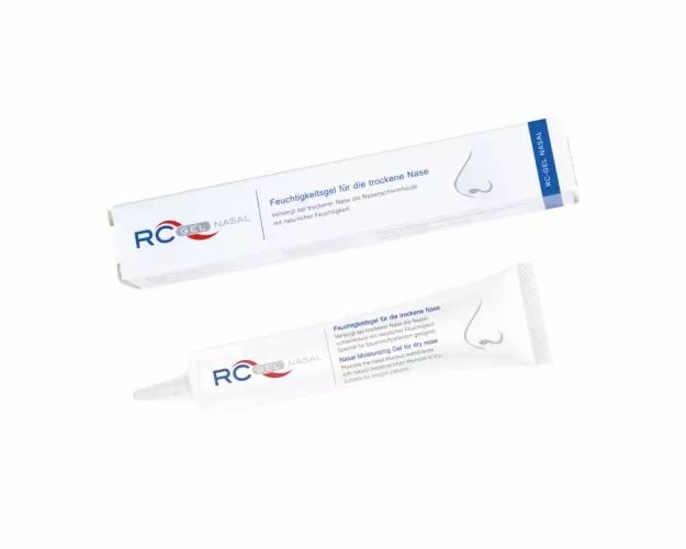 RC-Gel Nasal Feuchtigkeitsgel in Tube und Faltschachtel für trockene Nase.