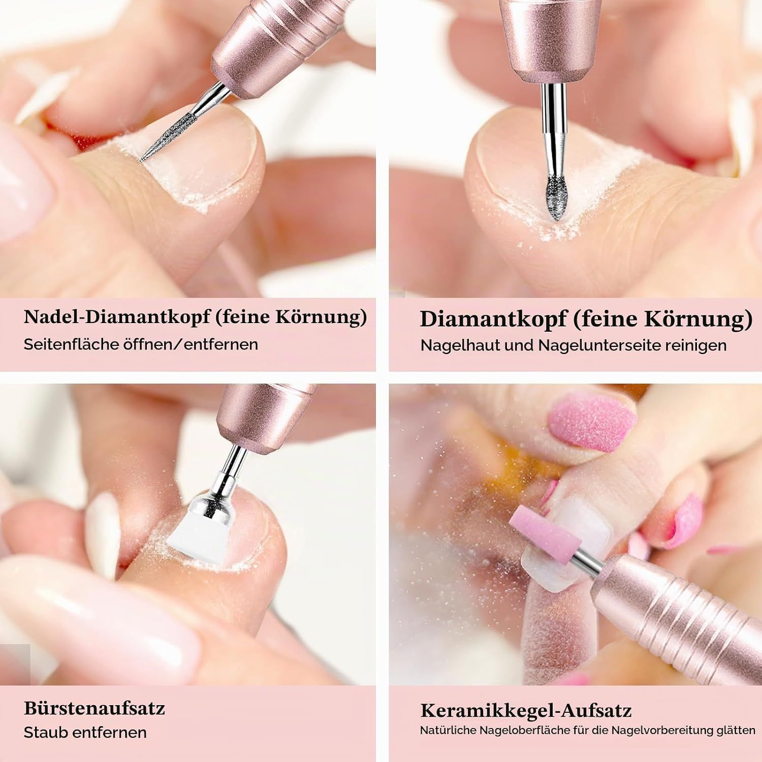 Nahaufnahme eines Nagelbohrer-Aufsatzes mit 0,2 cm Schaft.