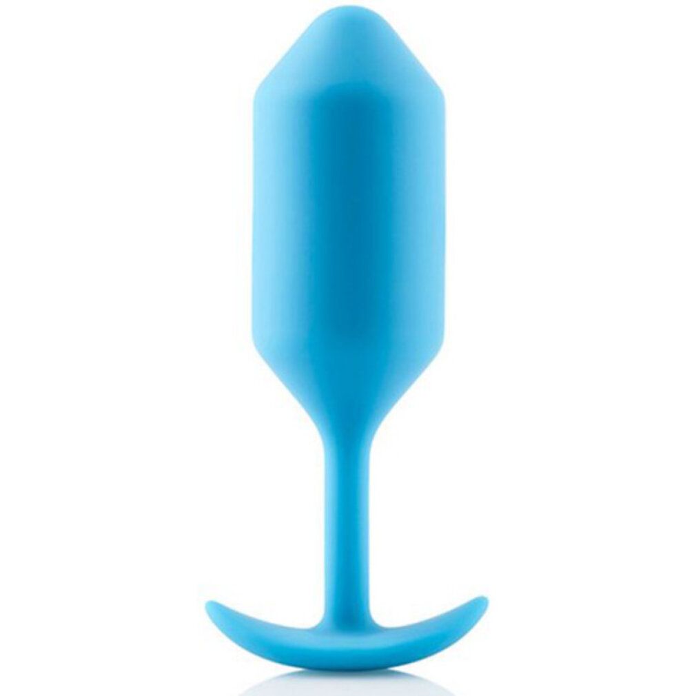 Blauer, tropfenförmiger Plug mit Basis. Aus Silikon. Für Intimbereich.