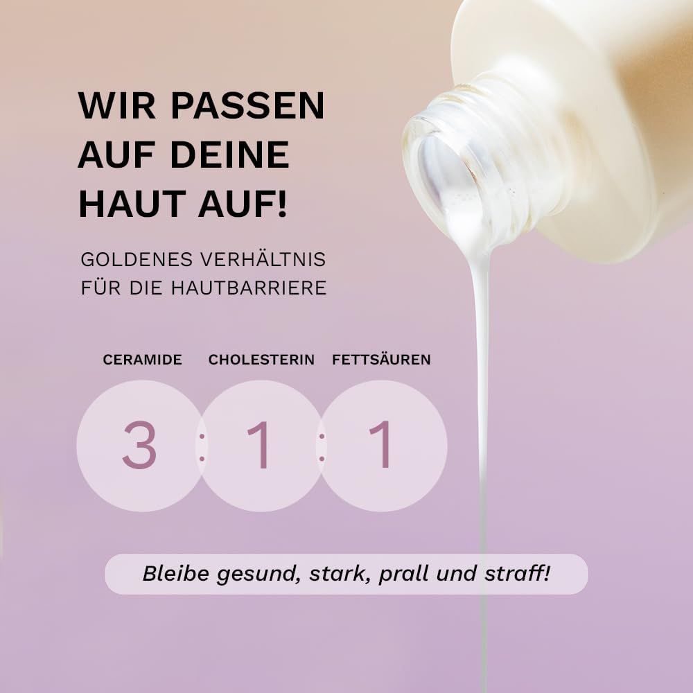 Essence-Flasche mit Text über Hautbarriere-Verhältnis.