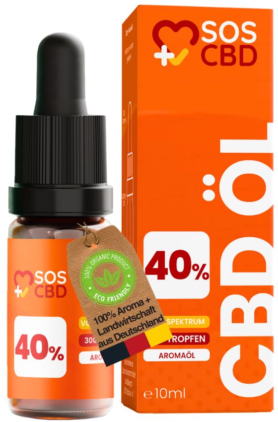 SOS CBD®- CBD Öl 40% - 300 Vollspektrum CBD Tropfen - Hanföl-Aroma