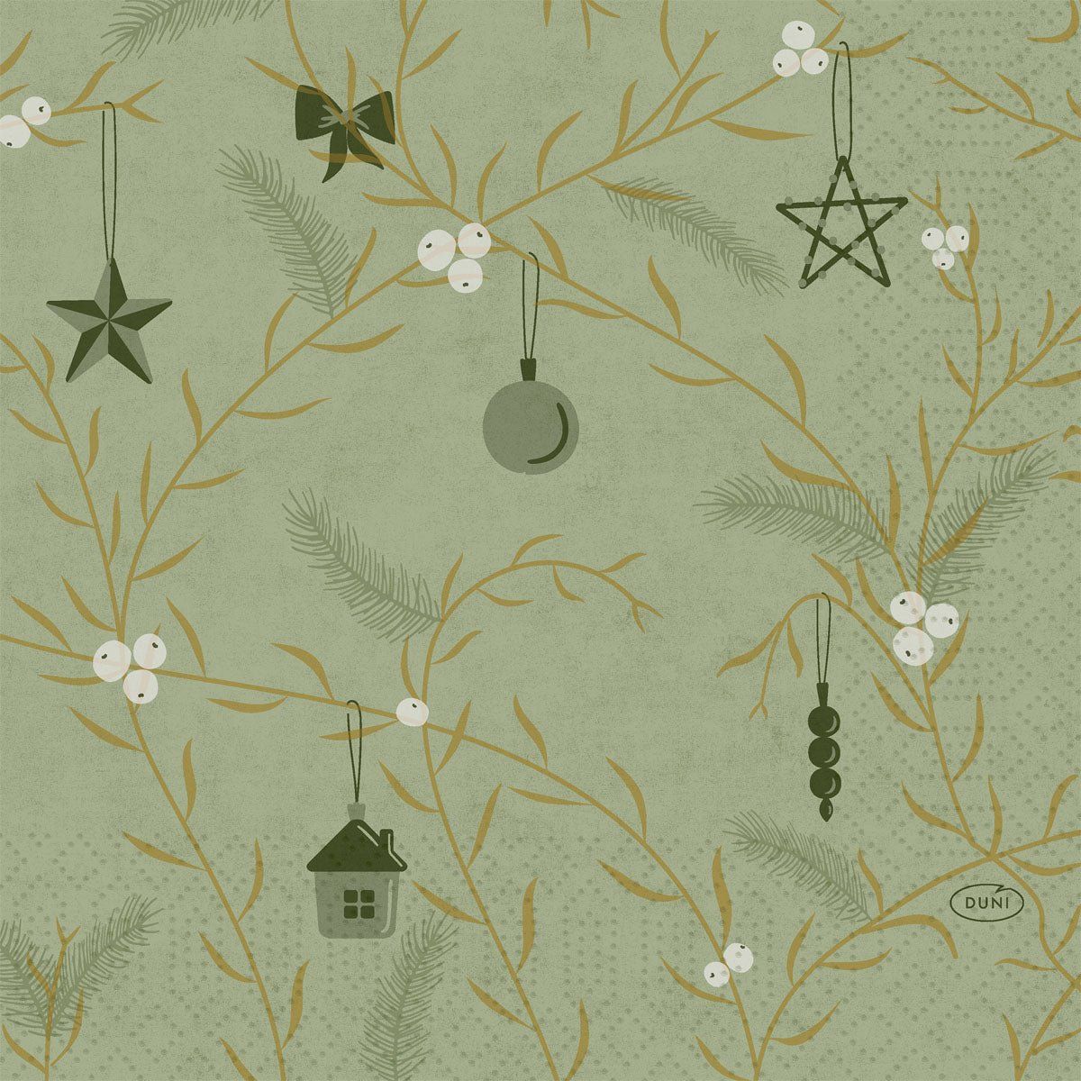 4x Servietten 33x33 3-lagig 1/4 Noel pistachio