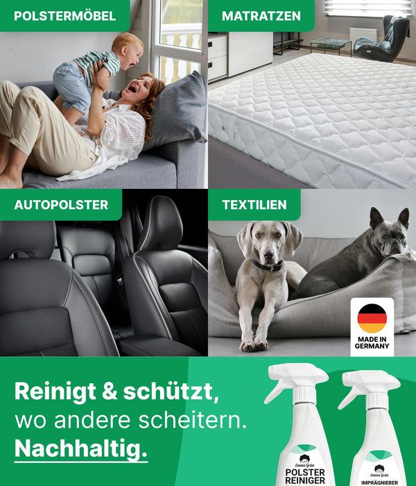 Emma Grün® Sofa reinigen Set mit Polsterreiniger & Imprägnierer